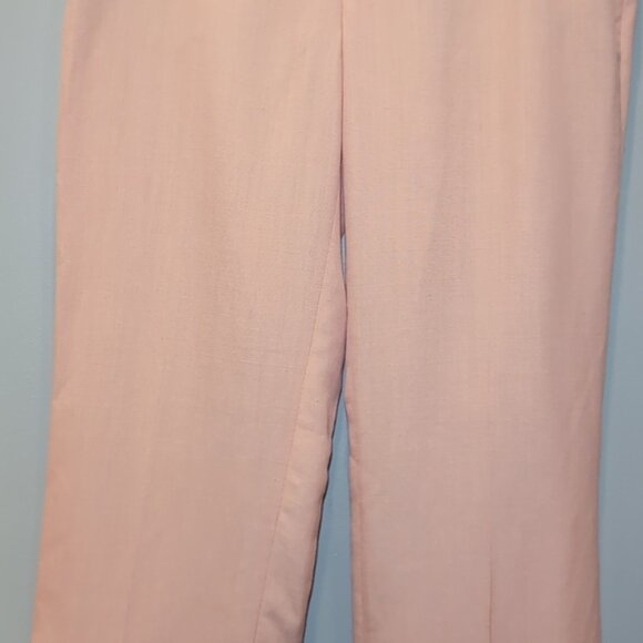 ZARA Linen Blend Trousers Womens Medium Pink Peach Blush Straight Leg Pants - Picture 7 of 14